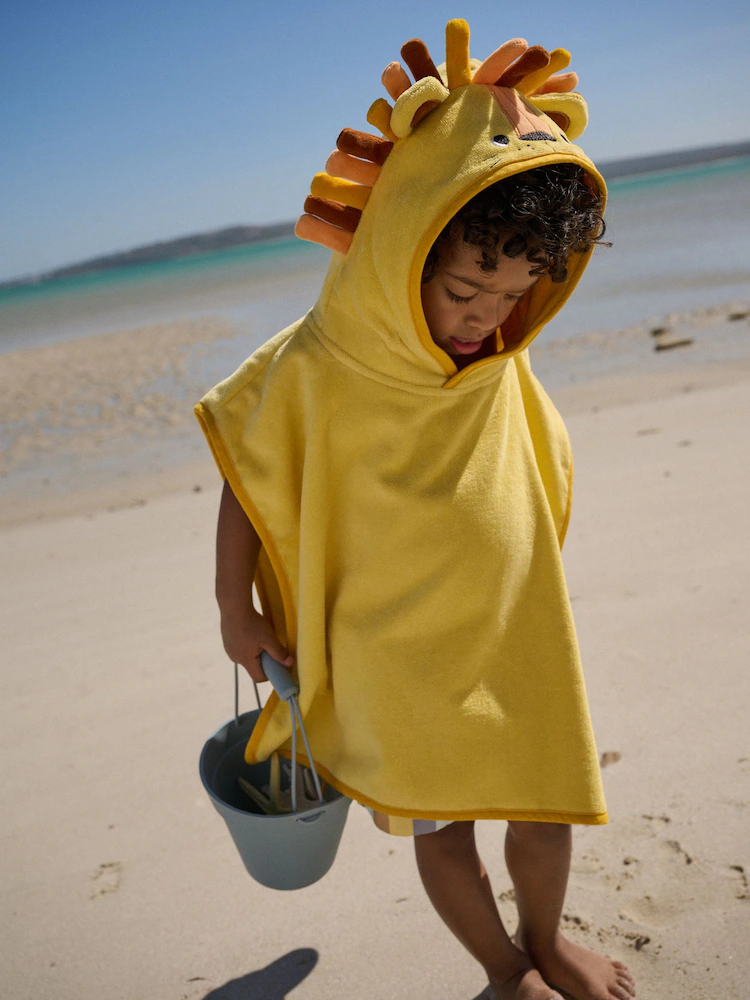 Yellow Lion Towelling Poncho