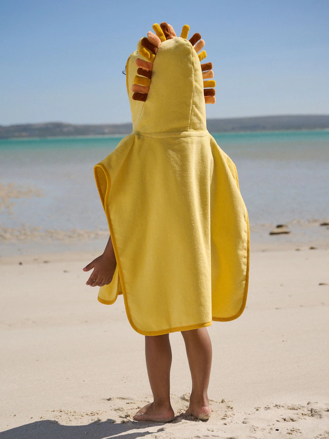Yellow Lion Towelling Poncho