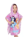 Character Purple Bluey And Bingo Hooded 100% Cotton Towel Poncho