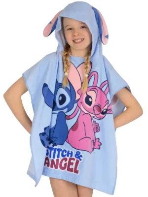 Character Blue Disney Lilo and Stitch 100% Cotton Towel Poncho
