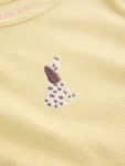 Lemon Yellow Dog Long sleeve Embroidered Ribbed Top