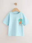 Blue Dinosaur Short Sleeve Back Print T-Shirt