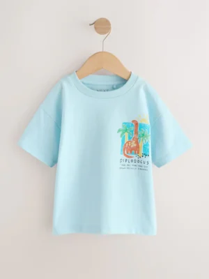 Blue Dinosaur Short Sleeve Back Print T-Shirt