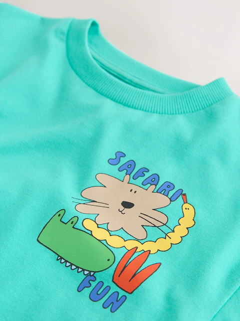 Aqua Blue Animal Short Sleeve Back Print T-Shirt