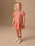 Red Heart Short Sleeve Cotton Dress