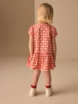Red Heart Short Sleeve Cotton Dress