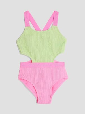 River Island Green Girls Elastic Colour Block Swimsuit