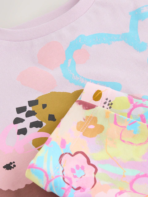 Lilac Purple Floral T-Shirt and Cycle Shorts Set