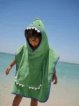 Green Dino Towelling Poncho