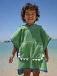 Green Dino Towelling Poncho