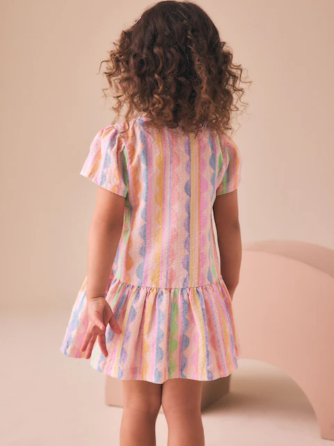 Pastel Rainbow Short Sleeve Cotton Dress