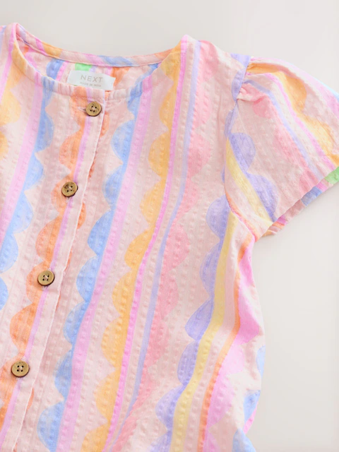 Pastel Rainbow Short Sleeve Cotton Dress
