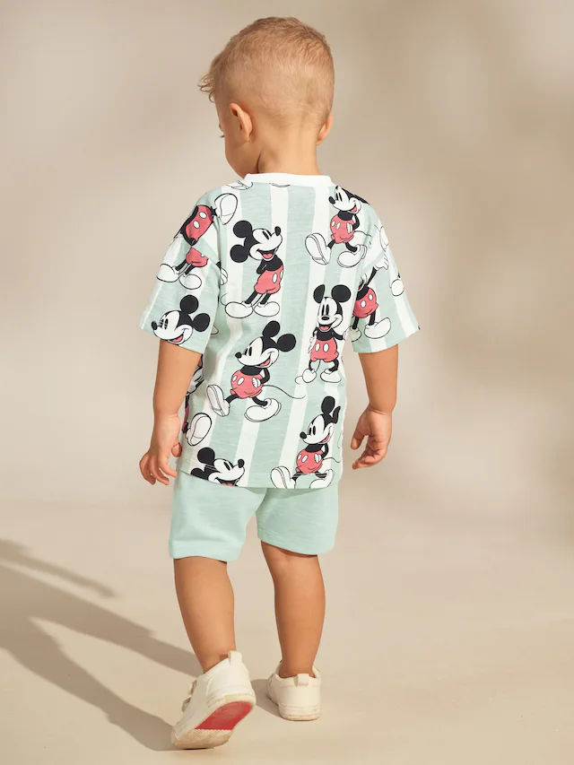 Sage Green Mickey Mouse T-Shirt and Shorts Set