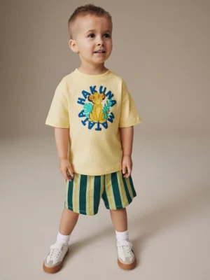 Yellow Lion King Short Sleeve T-Shirt & Shorts Set