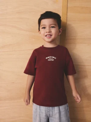 Berry Red Slogan Short Sleeve Back Print T-Shirt