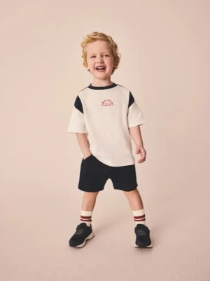 Navy/White Sporty Short Sleeve T-Shirt and Shorts Set