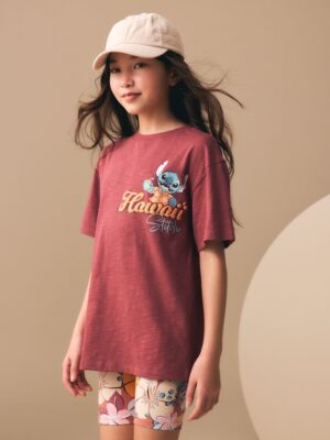 Chocolate Brown Lilo & Stitch License T-Shirt and Cycle Shorts Set