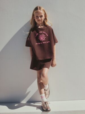Brown/Pink Rio Heavyweight T-Shirt and Shorts Set