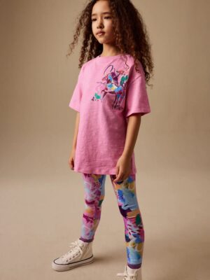 Pink Floral Unicorn T-Shirt and Leggings Set