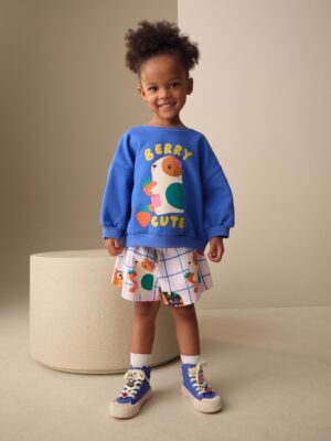 Cobalt Blue Guinea Pig Crew Neck Sweatshirt & Shorts Set