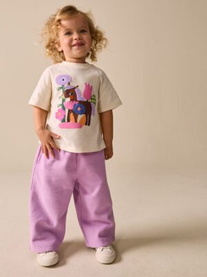 Ecru White Horse Short Sleeve T-Shirt