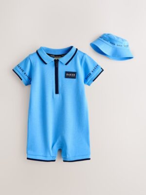 Baker by Ted Baker Blue Romper and Hat Set