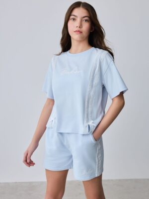 Baker by Ted Baker 2 Piece Lace Trim T-Shirt & Shorts Set