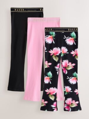 Baker by Ted Baker 3 Pack Black/Pink Flares Leggings