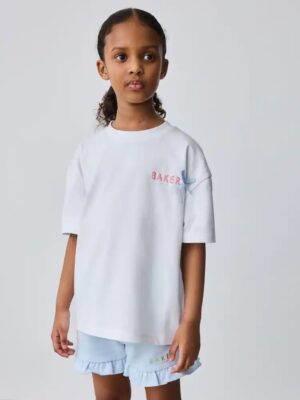 Baker by Ted Baker 2 Piece Oversized Back Graphic T-Shirt & Frill Short Set