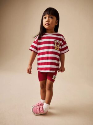 Red Pink Stripe Disney Chip and Dale Shorts Set