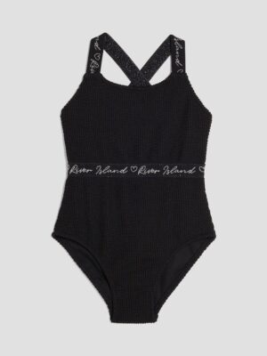 River Island Black Elastic Textured Swimsuit