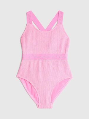River Island Pink Girls Elastic Textured Swimsuit