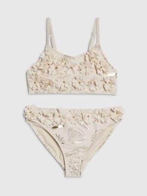 River Island Cream 3D Flower Bikini