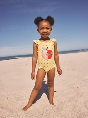 Yellow Apple Polka Dot Frill Swimsuit