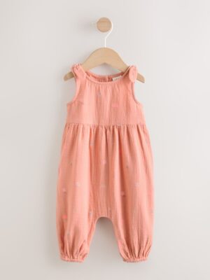 Orange Tropical Baby Long Leg Muslin Romper