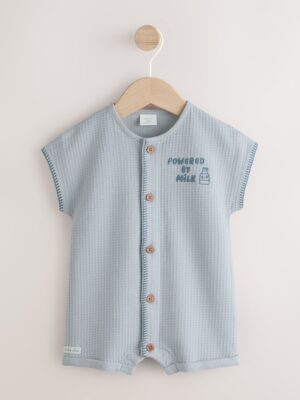 Blue Milk Club Jersey Waffle Baby Romper