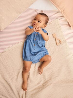 Denim Blue Bloomer Baby Romper
