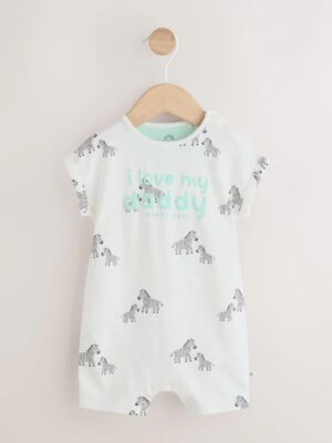 White All Over Printed I Love My Daddy Baby Jersey Romper