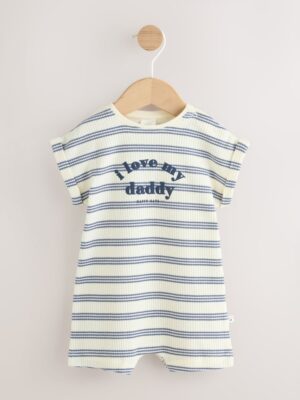 Blue Striped I love my Daddy Jersey Baby Romper