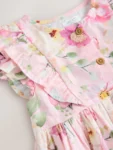 Pink Floral Double Ruffle Sleeve Dress