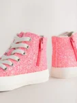 Pink Glitter Standard Fit (F) High Top Trainers