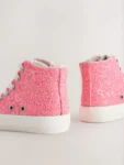 Pink Glitter Standard Fit (F) High Top Trainers
