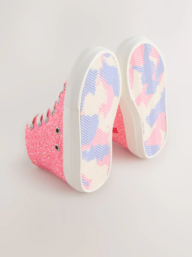 Pink Glitter Standard Fit (F) High Top Trainers