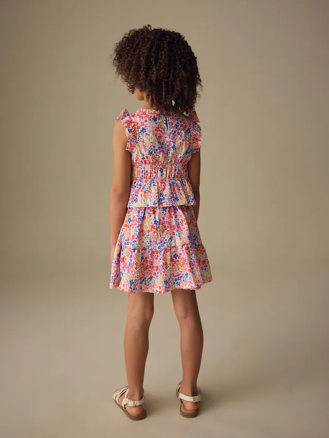 Bright Ditsy Top And Skirt Set