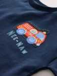Navy Blue Fire Engine Short Sleeve Appliqué T-Shirt