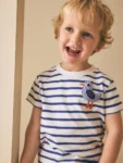 White/Blue Stripe Seagull Short Sleeve 3D Padded T-Shirt