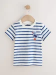 White/Blue Stripe Seagull Short Sleeve 3D Padded T-Shirt