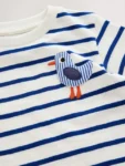 White/Blue Stripe Seagull Short Sleeve 3D Padded T-Shirt