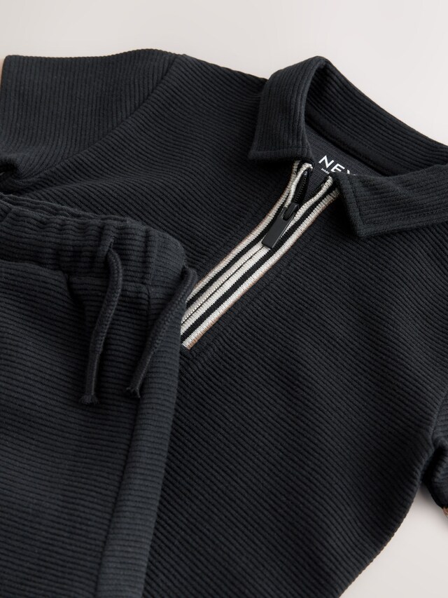 Zip Neck Short Sleeve Polo Shirt And Shorts Set