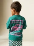 Green/Pink Race Car Short Sleeve Back Print T-Shirt